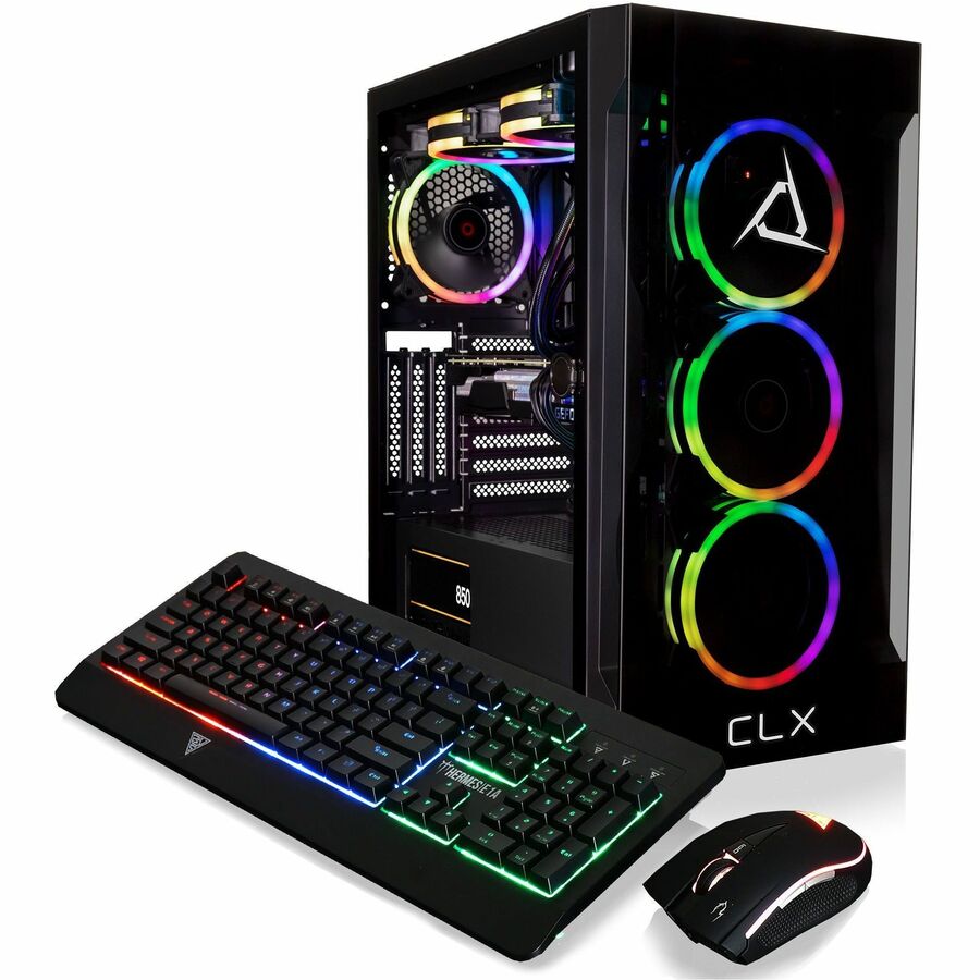 CLX SET Gaming Desktop - Liquid Cooled AMD Ryzen 9 7900X 4.7GHz 12-Core Processor, 32GB DDR5 Memory, GeForce RTX 4070 Ti 12GB GDDR6X Graphics, 1TB SSD, 4TB HDD, WiFi, Windows 11 Home 64-bit TGMSETRTU2C01BM