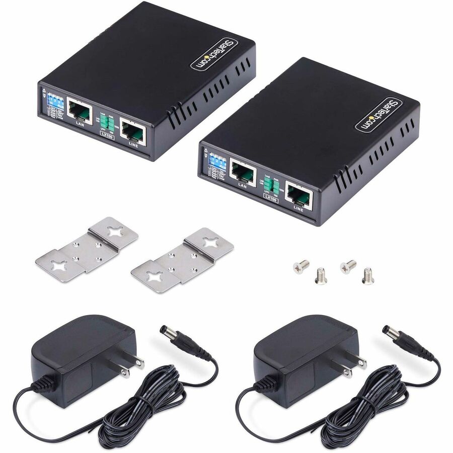 StarTech.com 10/100 Ethernet Extender Kit, Up to 0.5mi (800m), Long-Range LAN Over Single Pair Wire/RJ45 UTP, For Remote IP Camera/WiFi AP C2-ETHERNET-EXTENDER