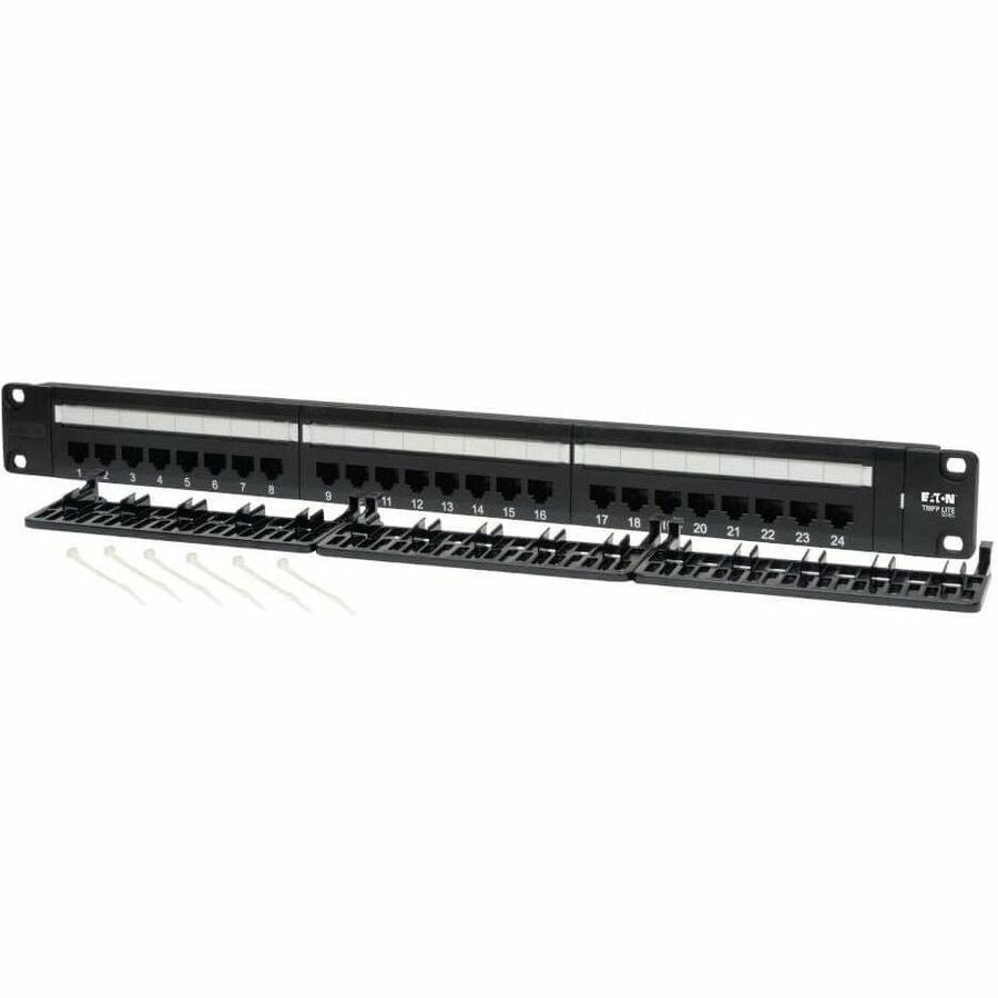 Eaton Tripp Lite Series 24-Port 1U Rack-Mount Cat5e 110 Patch Panel, 568B, RJ45 Ethernet, TAA N052-024