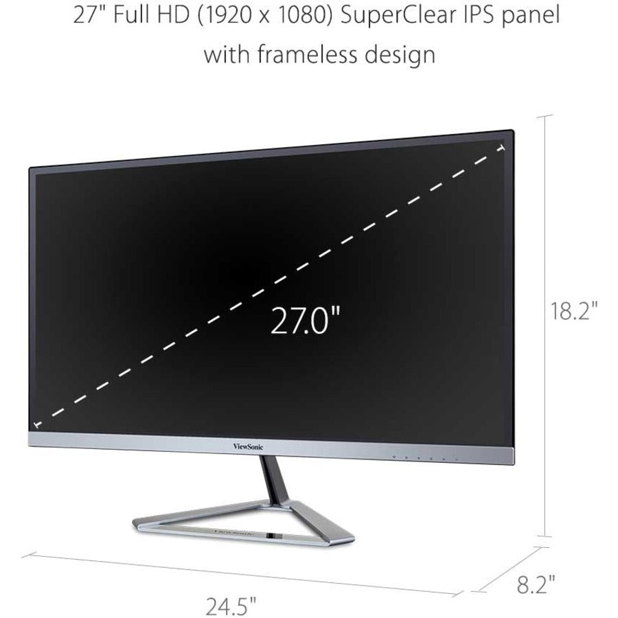 ViewSonic VX2776-SMHD 27 Inch 1080p IPS Monitor with FreeSync, Ultra-Thin Bezels, HDMI and DisplayPort VX2776-SMHD
