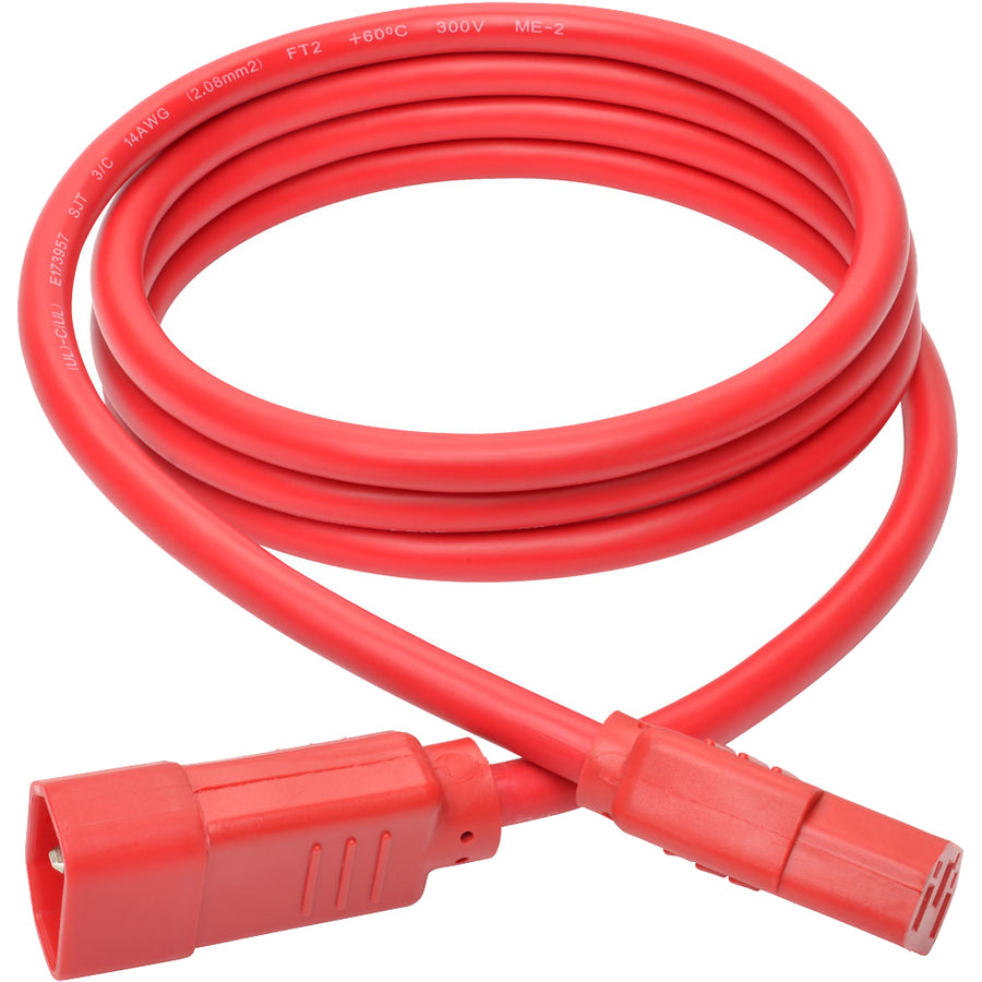 Eaton Tripp Lite Series Heavy-Duty PDU Power Cord, C13 to C14 - 15A, 250V, 14 AWG, 6 ft. (1.83 m), Red P005-006-ARD