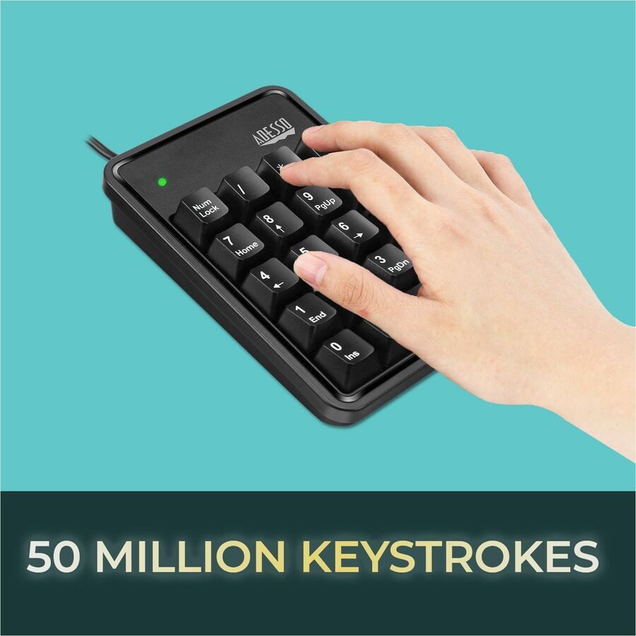 Adesso 19-Key Mechanical Keypad with 3-Port USB Hub AKB-600HB