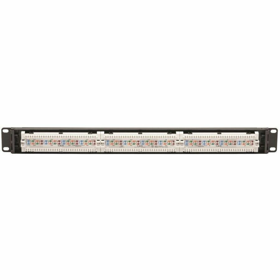 Eaton Tripp Lite Series 24-Port Cat6 Patch Panel - 4PPoE Compliant, 110/Krone, 568A/B, RJ45 Ethernet, 1U Rack-Mount, Black, TAA N252-P24