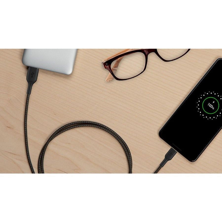 Belkin BoostCharge Braided USB-C to USB-A Cable (2 meter / 6.6 foot, Black) CAB002BT2MBK