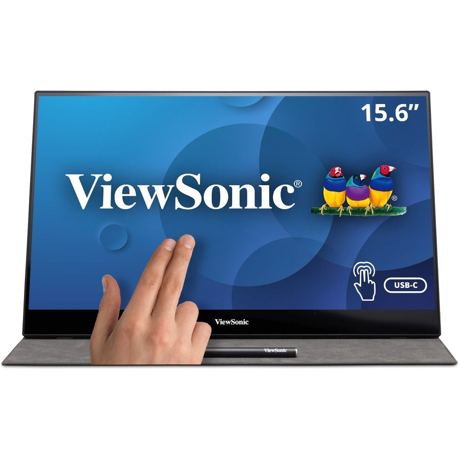ViewSonic TD1655 15.6 Inch 1080p Portable Monitor with IPS Touchscreen, 2 Way Powered 60W USB C, Eye Care, Dual Speakers, Built-in Stand with Magnetic Cover TD1655