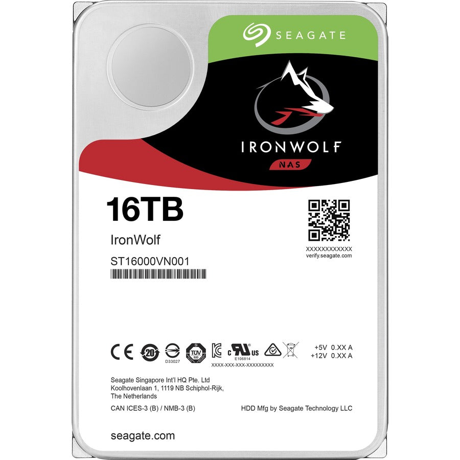 Seagate IronWolf ST16000VN001 16 TB Hard Drive - 3.5" Internal - SATA (SATA/600) - Conventional Magnetic Recording (CMR) Method ST16000VN001