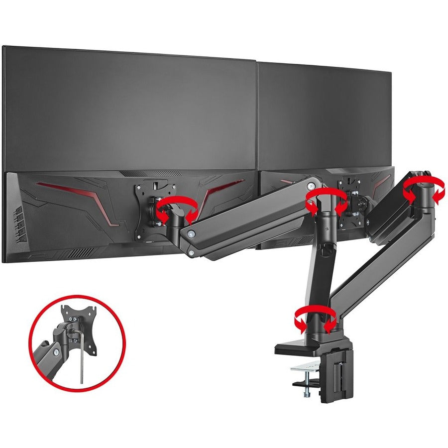 SIIG Dual Monitor Heavy-Duty Premium Aluminum Gas Spring Desk Mount - up to 43" CE-MT3011-S1