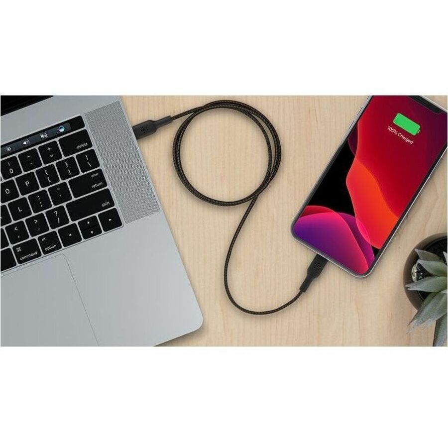 Belkin 30W USB-C to Lightning Cable - Nylon, Braided - M/M - 2m/6.6ft - Black CAA004BT2MBK
