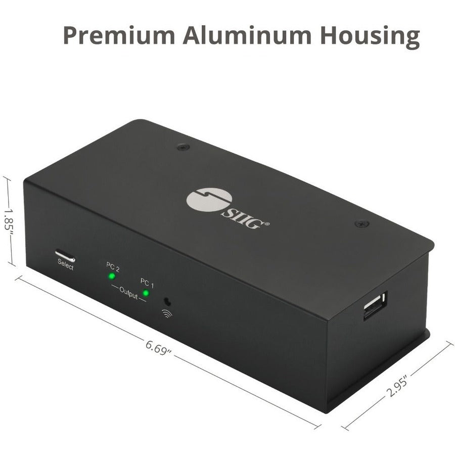 SIIG 2x1 Dual View USB HDMI KVM Switch - 4K 30Hz CE-KV0711-S1