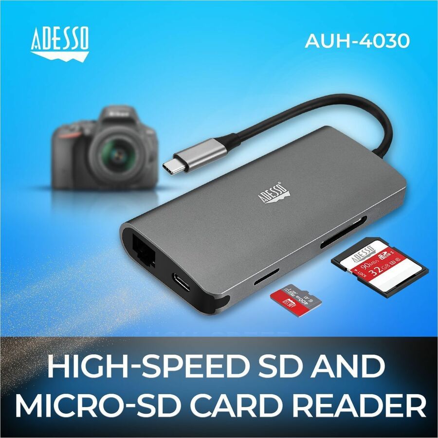 Adesso 8-in-1 USB-C Multi-Port Docking Station (TAA Compliant) AUH-4030