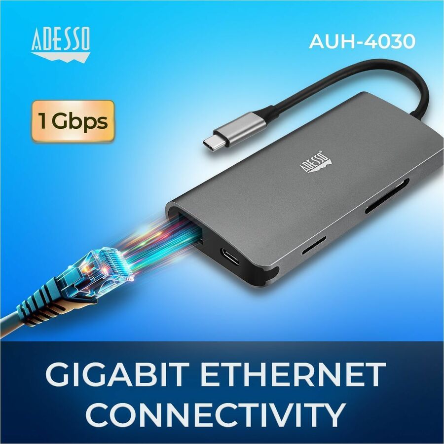 Adesso 8-in-1 USB-C Multi-Port Docking Station (TAA Compliant) AUH-4030