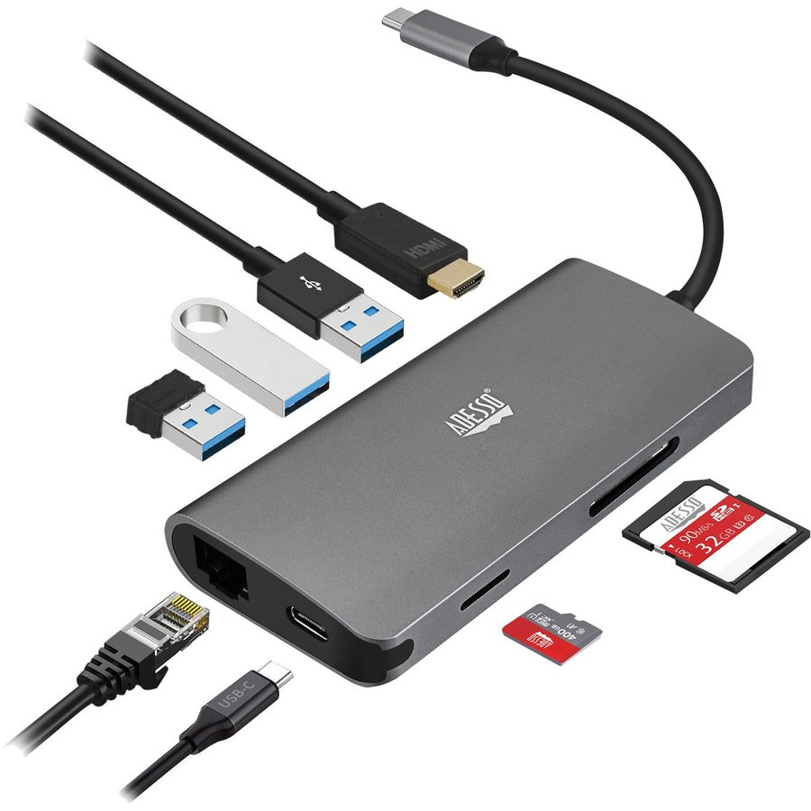 Adesso 8-in-1 USB-C Multi-Port Docking Station (TAA Compliant) AUH-4030