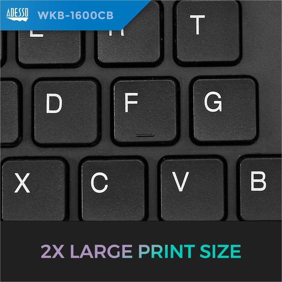 Adesso TruForm Wireless Ergonomic Keyboard And Optical Mouse WKB-1600CB