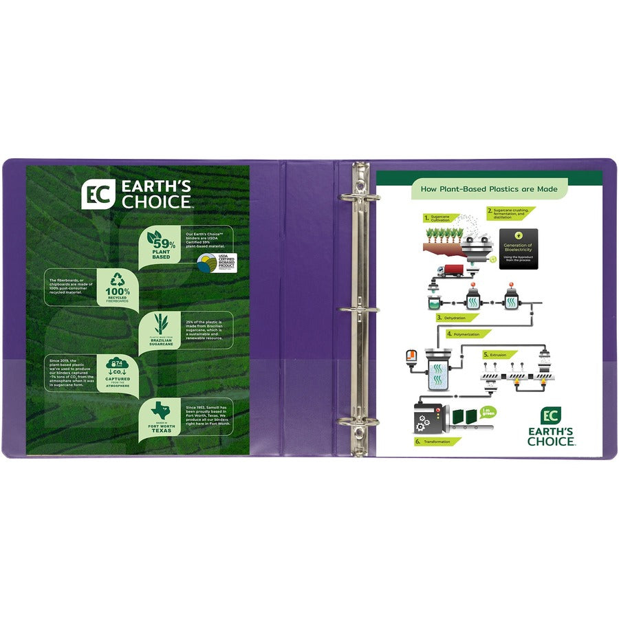 Samsill Plant-Based Durable 1.5 Inch 3 Ring Binders, Made in the USA, Fashion Clear View Binders, Up to 25% Plant-Based Plastic, Assorted, 4 Pack (MP48659) MP48659