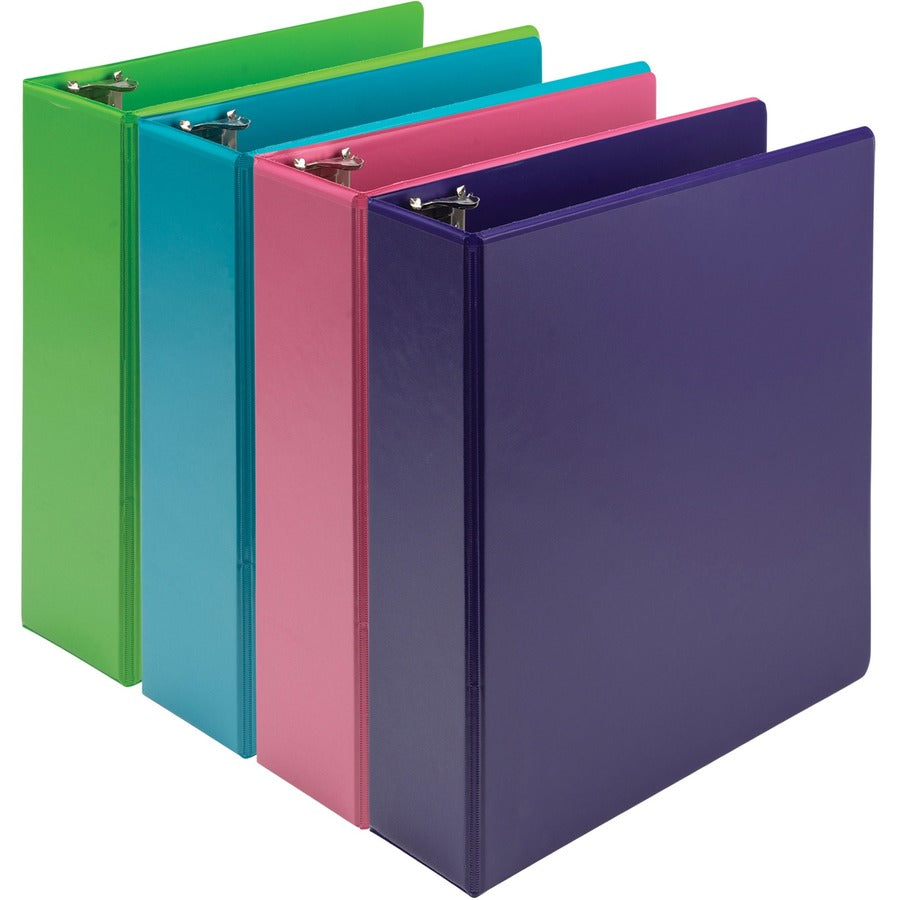 Samsill Plant-Based Durable 3 Inch 3 Ring Binders, Made in the USA, Fashion Clear View Binders, Up to 25% Plant-Based Plastic, Assorted 4 Pack (MP48689) MP48689