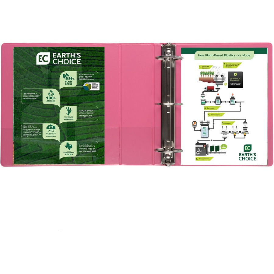 Samsill Plant-Based Durable 3 Inch 3 Ring Binders, Made in the USA, Fashion Clear View Binders, Up to 25% Plant-Based Plastic, Assorted 4 Pack (MP48689) MP48689