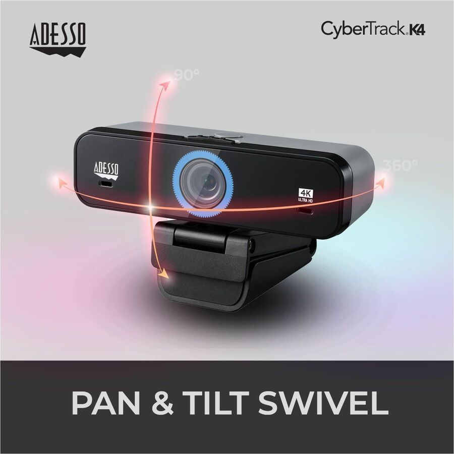 Adesso CyberTrack K4 Webcam - 8 Megapixel - 30 fps - USB 2.0 - 1 Each CyberTrack K4