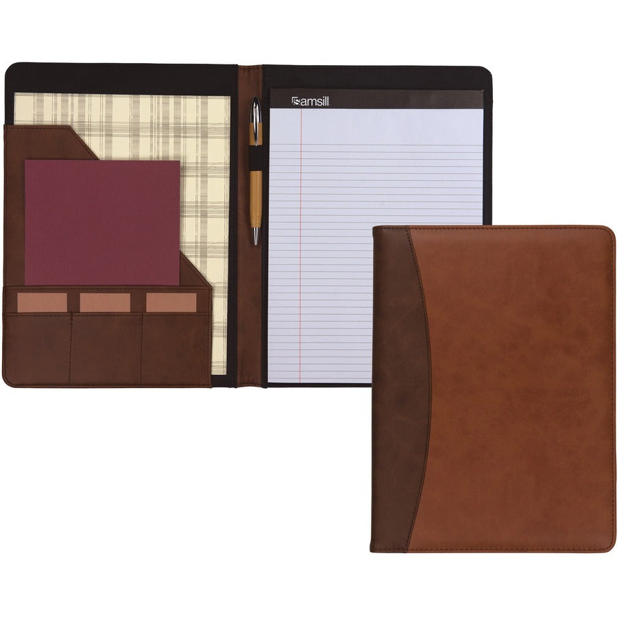 Samsill Two-Tone Padfolio, Resume Portfolio, Business Portfolio, with 8.5 x 11" Writing Pad, Brown and Dark Brown (71656) 71656