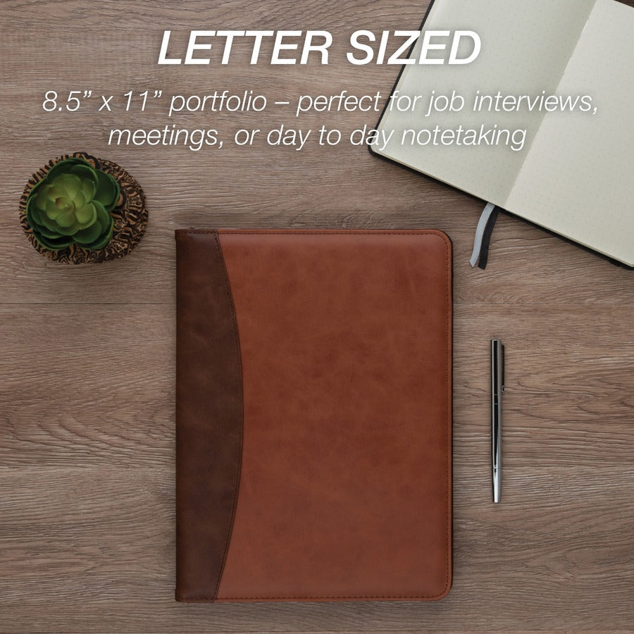 Samsill Two-Tone Padfolio, Resume Portfolio, Business Portfolio, with 8.5 x 11" Writing Pad, Brown and Dark Brown (71656) 71656
