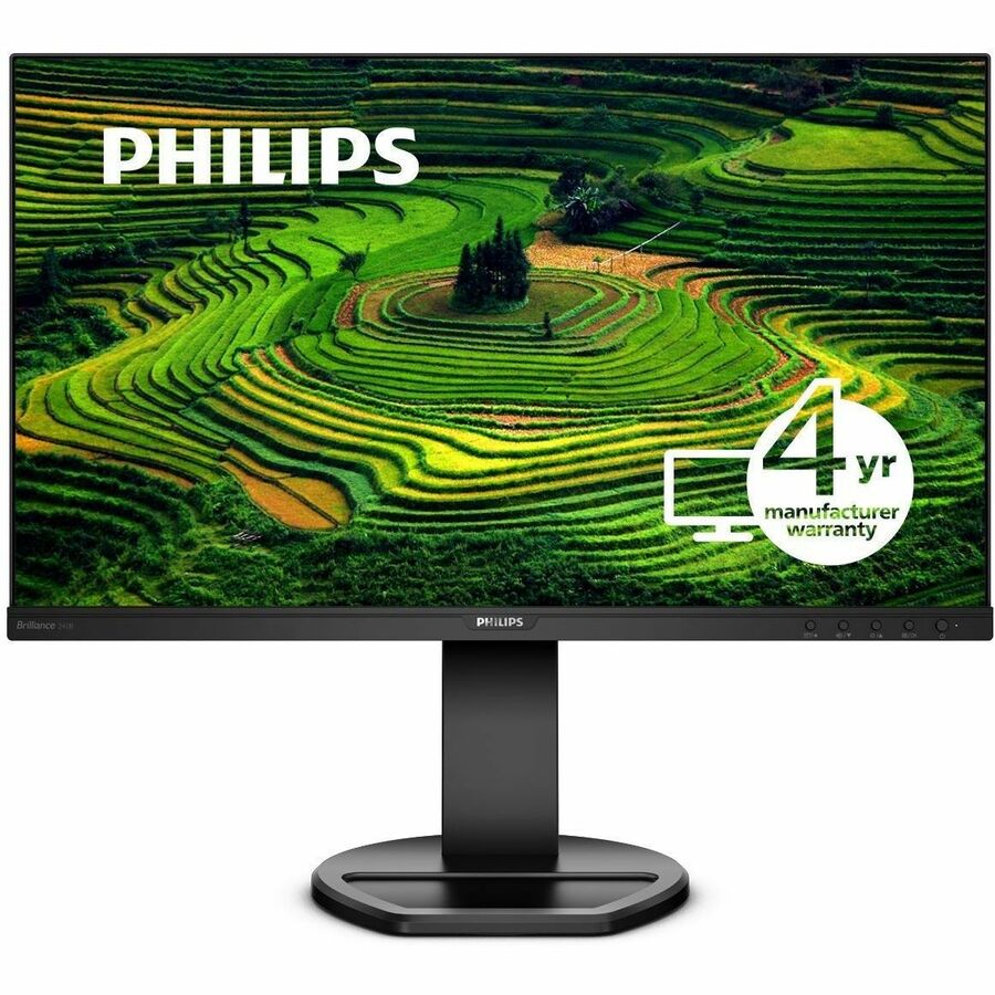 PHILIPS 241B8QJEB - 24 inch Monitor, LED, FHD, VGA, DVI, DP, HDMI, USB-Hub, 4 Year Manufacturer Warranty - 24" 241B8QJEB