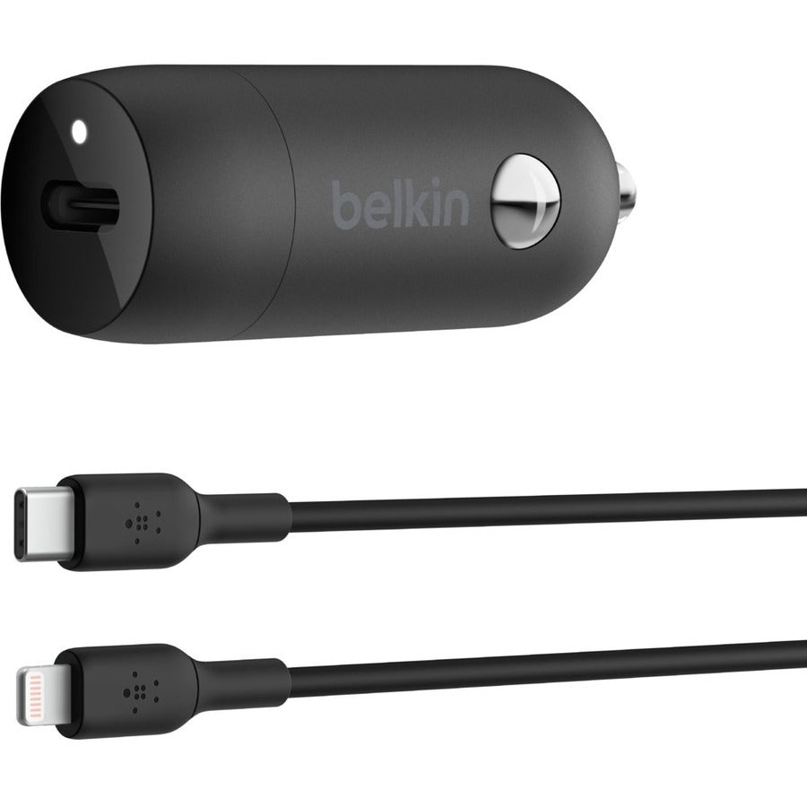 Belkin Boost&uarr;Charge&trade; 30W Fast Car Charger, Compact Design w/USB-C Power Delivery Port, USB-C to Lightning Cable Included, Universal Compatibility for iPhone 14 Series, iPad, and More - Black CCA004BT1MBK-B5