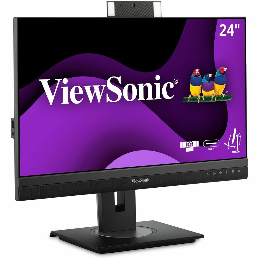 ViewSonic VG2456V 24 Inch 1080p Video Conference Monitor with Webcam, 2 Way Powered 90W USB C, Docking Built-In, Gigabit Ethernet RJ45, 40 Degree Tilt Ergonomics VG2456V