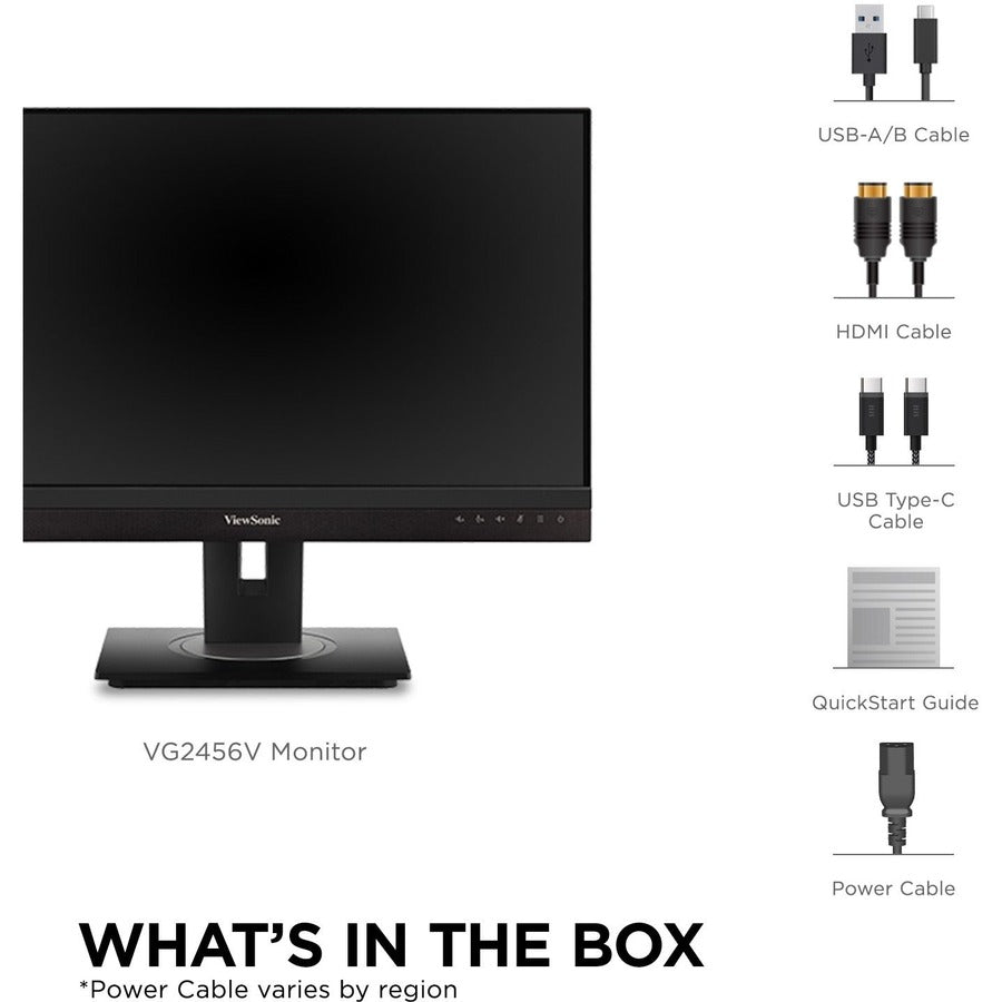 ViewSonic VG2456V 24 Inch 1080p Video Conference Monitor with Webcam, 2 Way Powered 90W USB C, Docking Built-In, Gigabit Ethernet RJ45, 40 Degree Tilt Ergonomics VG2456V
