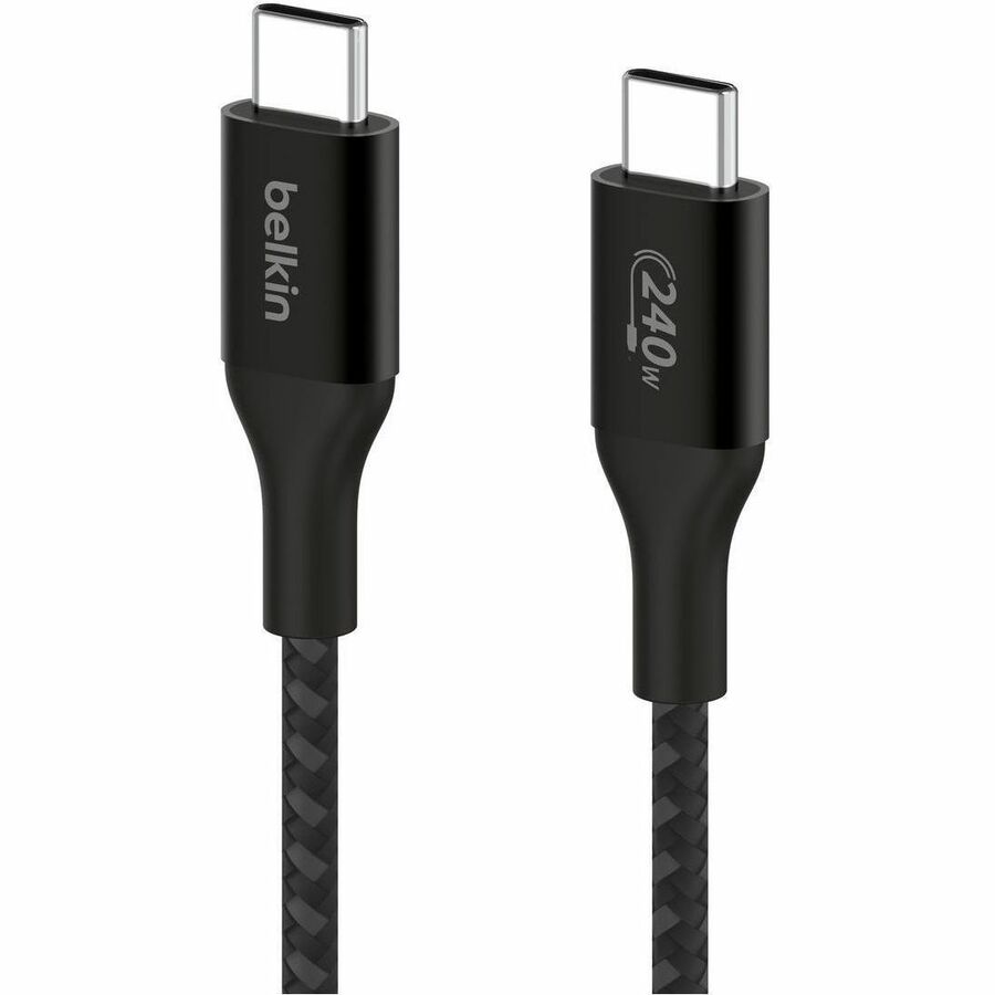 Belkin 240W USB-C to USB-C Cable - 480 Mbps - Nylon, Braided - M/M - 2m/6.6ft - Black CAB015bt2MBK