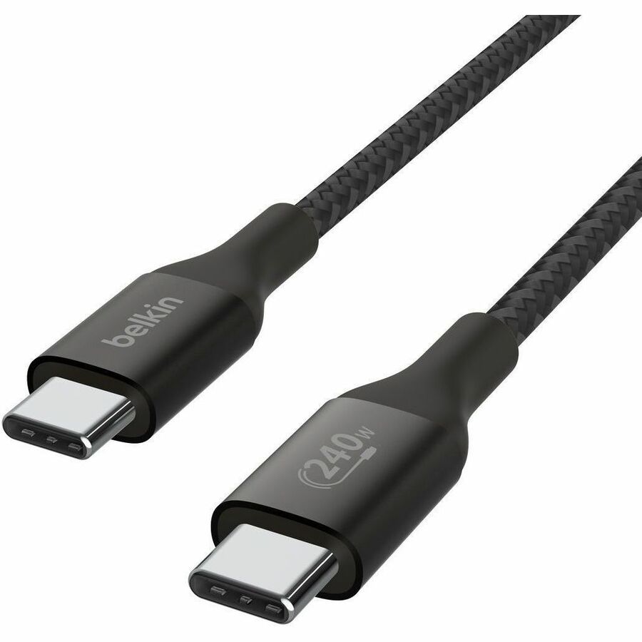 Belkin 240W USB-C to USB-C Cable - 480 Mbps - Nylon, Braided - M/M - 2m/6.6ft - Black CAB015bt2MBK