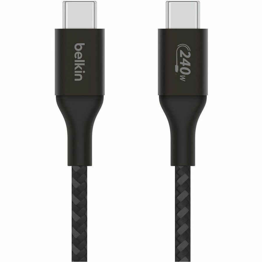 Belkin 240W USB-C to USB-C Cable - 480 Mbps - Nylon, Braided - M/M - 2m/6.6ft - Black CAB015bt2MBK