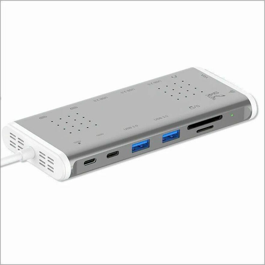 SMK-Link USB-C 100W 14-Port Mini Docking Station with Dual HDMI 4K Multi-Stream Triple Video, VGA, 12 Inch Data Cable, 5 x USB-A Ports, GbE USB-C, Audio in / out Port VP6955
