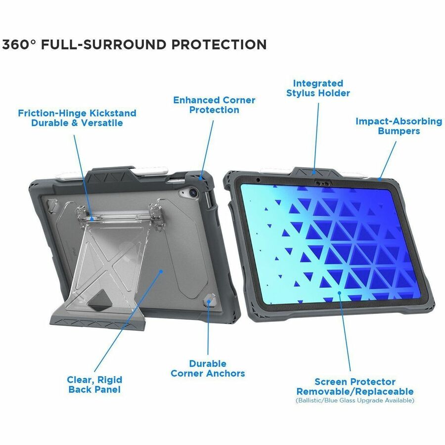 MAXCases Shield Extreme-X2 for iPad 10 10.9" (2022) (Black Bezel-Gray Case) APSXX2IP10BLK