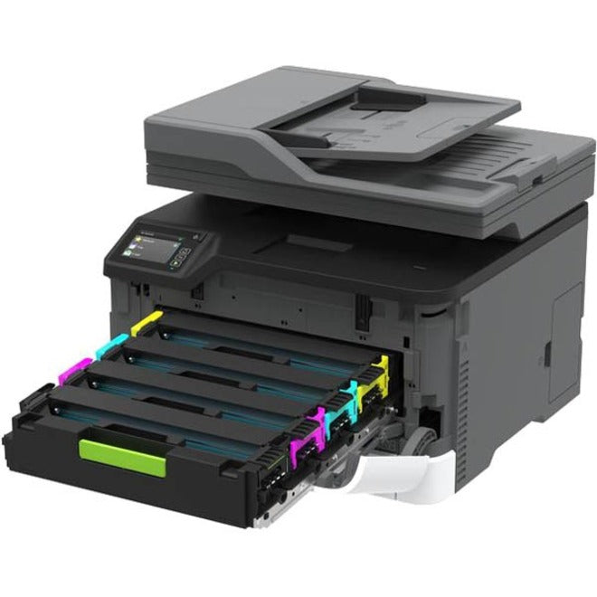 Lexmark CX431adw Laser Multifunction Printer-Color-Copier/Fax/Scanner-26 ppm Mono/26 ppm Color Print-2400x600 dpi Print-Automatic Duplex Print-75000 Pages-251 sheets Input-600 dpi Optical Scan-Color Fax-Wireless LAN 40N9370