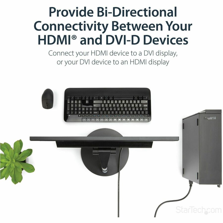 StarTech.com HDMI to DVI Cable - 6 ft / 2m - HDMI to DVI-D Cable - HDMI Monitor Cable - HDMI to DVI Adapter Cable HDMIDVIMM6
