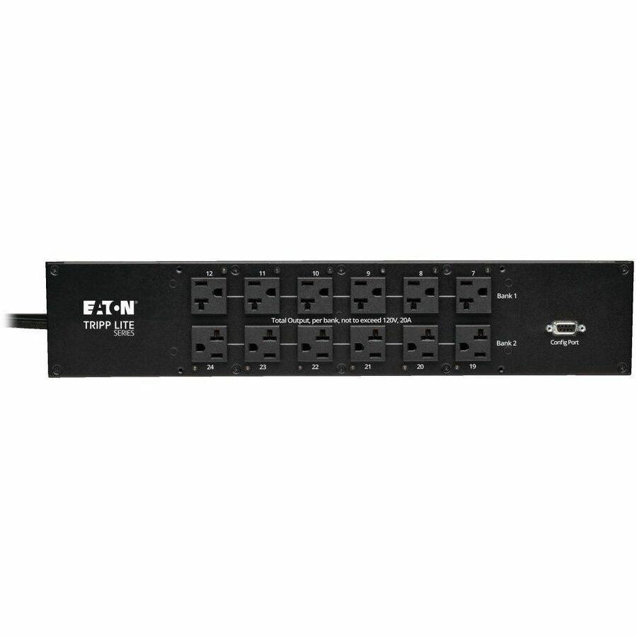 Eaton Tripp Lite Series 2.9kW Single-Phase Switched Automatic Transfer Switch PDU, 2 120V L5-30P Inputs, 24 5-15/20R & 1 L5-30R Outputs, 2U, TAA PDUMH30ATNET