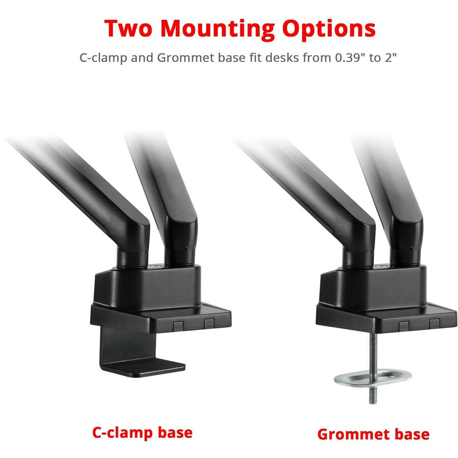 SIIG Aluminum Mechanical Spring Dual Monitor Mount - 17" to 32 - 17.6 lbs - Top Mounting CE-MT2U12-S1