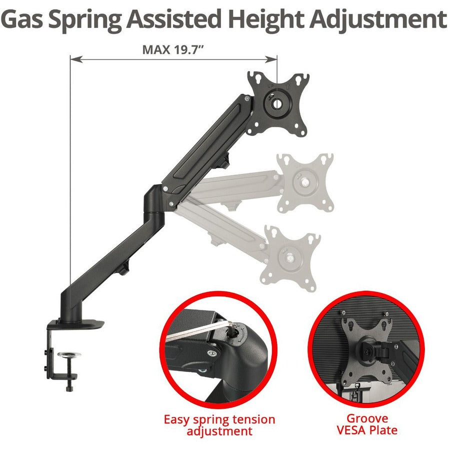 SIIG Single Gas Spring C-Clamp Monitor Desk Mount - 17" to 27" CE-MT3311-S1