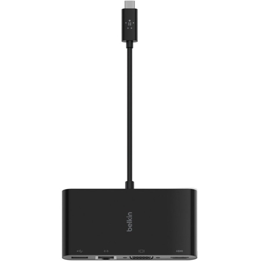 Belkin USB-C Multiport Adapter, USB-C to HDMI - USB A 3.0 - VGA - Ethernet, up 4k Resolution AVC005BK-BL