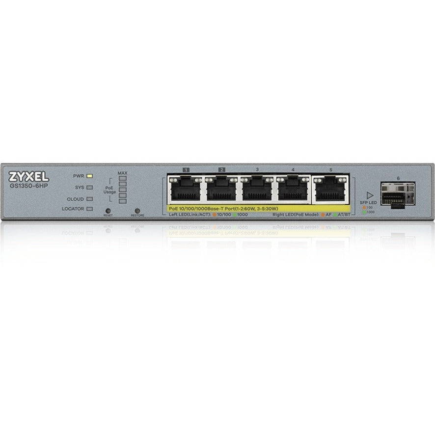 ZYXEL 5-port GbE Smart Managed PoE Switch with GbE Uplink GS1350-6HP