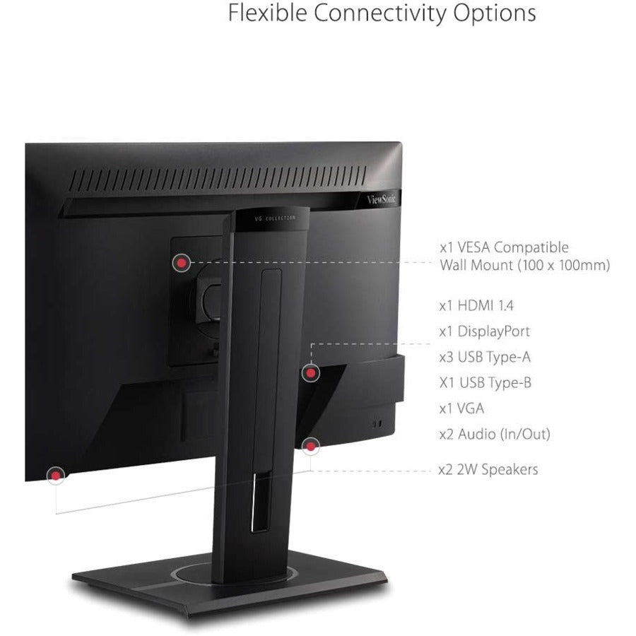 ViewSonic VG2440 24 Inch IPS 1080p Ergonomic Monitor with HDMI, DisplayPort, VGA, USB Inputs for Home and Office VG2440