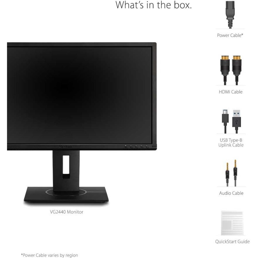 ViewSonic VG2440 24 Inch IPS 1080p Ergonomic Monitor with HDMI, DisplayPort, VGA, USB Inputs for Home and Office VG2440