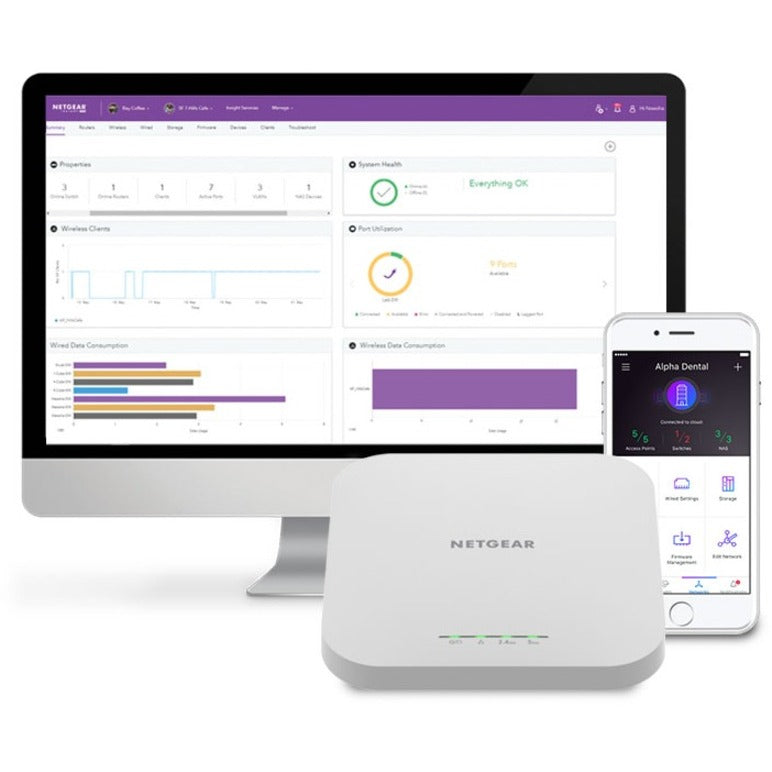 Netgear WAX610 IEEE 802.11 a/b/g/n/ac/ax/i 1.80 Gbit/s Wireless Access Point - Indoor WAX610-100NAS