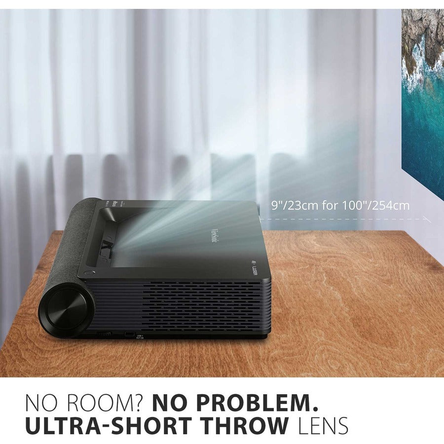 ViewSonic X2000B-4K Ultra Short Throw 4K UHD Laser Projector with 2000 Lumens, Wi-Fi Connectivity, Cinematic Colors, Dolby and DTS Soundtracks Support for Home Theater X2000B-4K