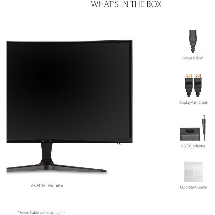 ViewSonic VX2418C 24 Inch 1080p 1ms 180Hz Curved Gaming Monitor with FreeSync Premium, Eye Care, HDMI and DisplayPort VX2418C