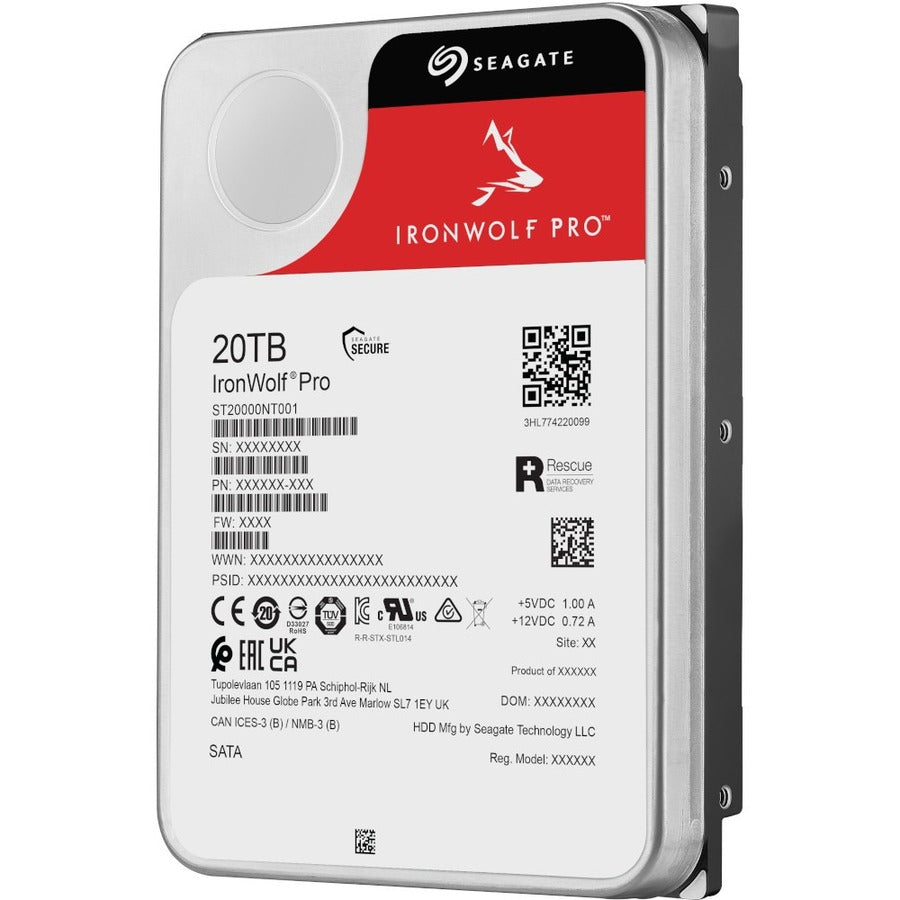Seagate IronWolf Pro ST20000NT001 20 TB Hard Drive - 3.5" Internal - SATA (SATA/600) - Conventional Magnetic Recording (CMR) Method ST20000NT001