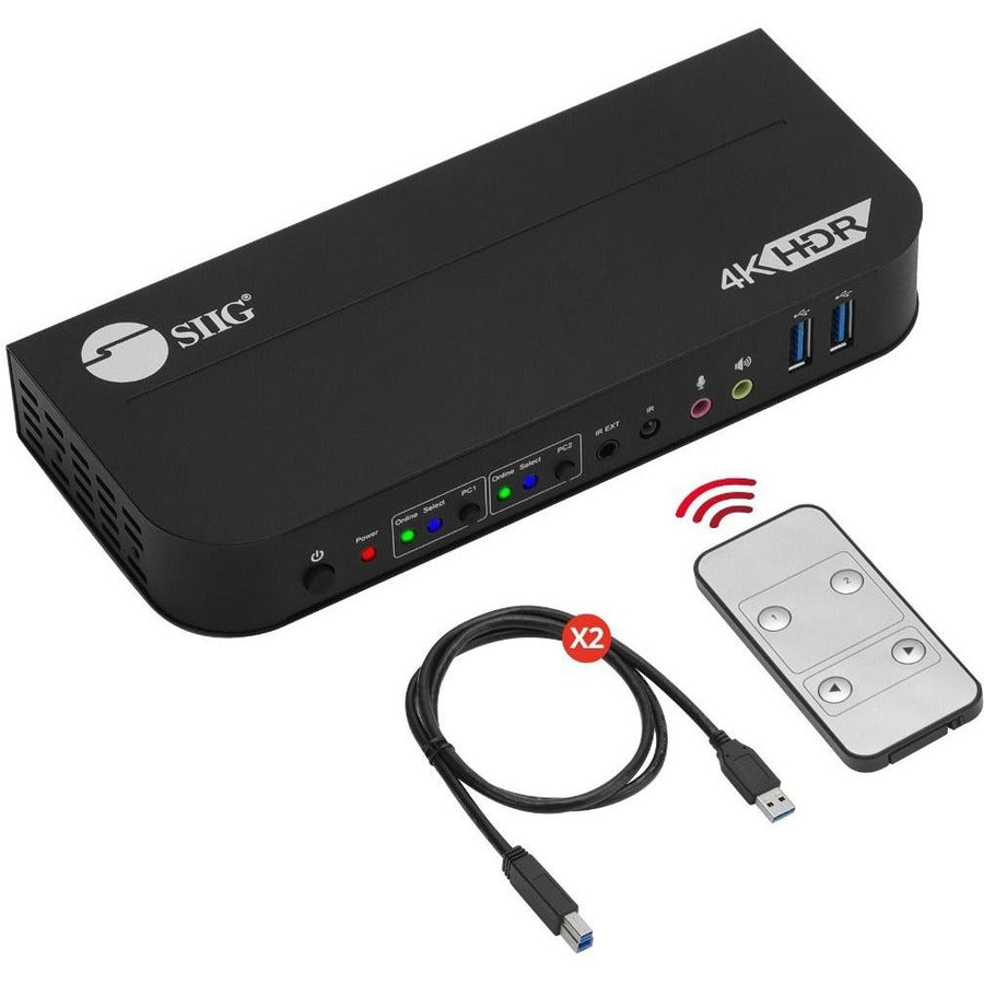SIIG 2x1 HDMI 4K HDR KVM USB 3.0 Switch with Remote Control CE-KV0E11-S1