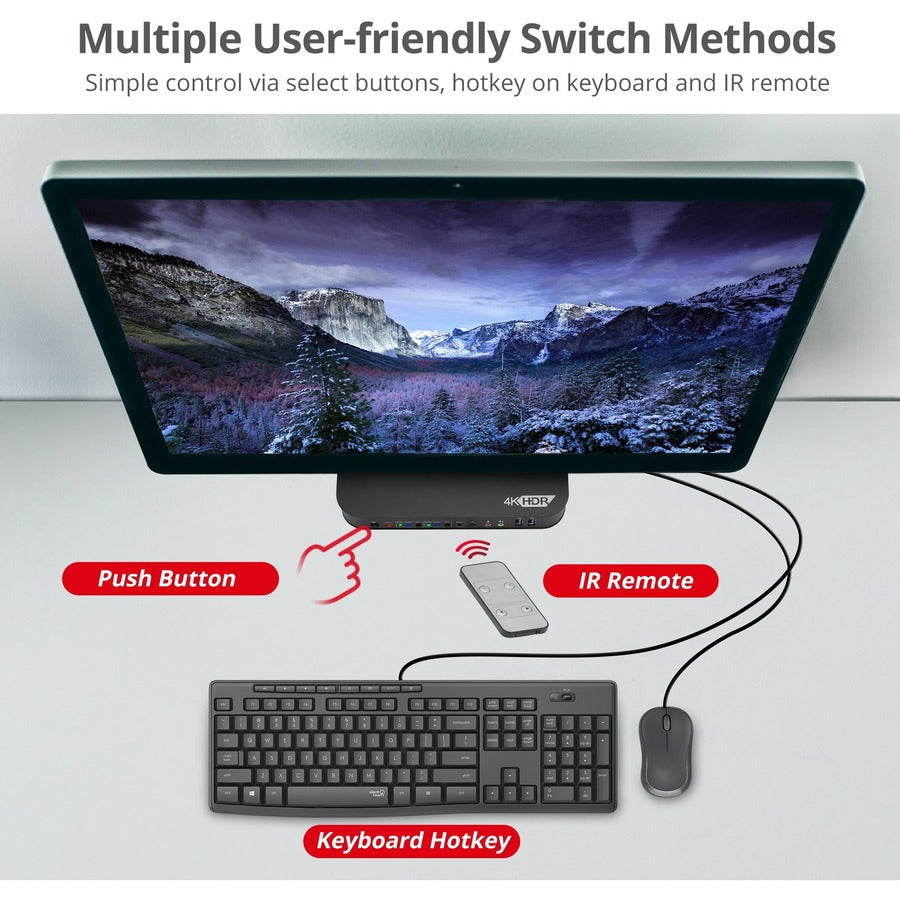 SIIG 2x1 HDMI 4K HDR KVM USB 3.0 Switch with Remote Control CE-KV0E11-S1