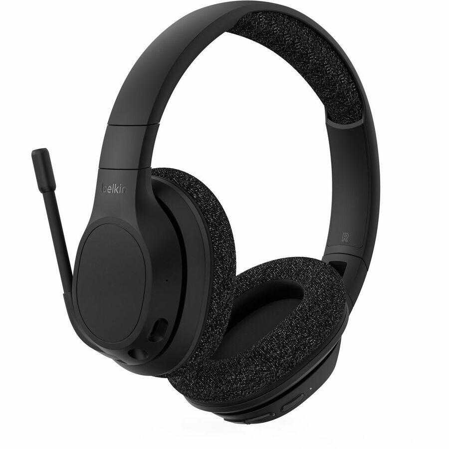 Belkin SoundForm Adapt Wireless Over-Ear Headset, Headphones for Work, Play, Gaming, & Travel with Built-in Boom Microphone - Compatible with iPhone, iPad, Galaxy, and More - Black AUD005BTBLK
