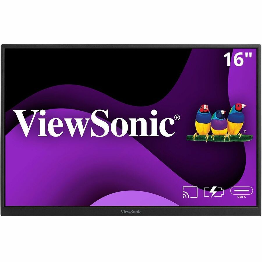 ViewSonic VG1656N 16 Inch 1200p IPS Wireless Portable Monitor with 2 Way Powered 60W USB C, Built-in 4000 mAh Battery and Stand with Smart Cover VG1656N