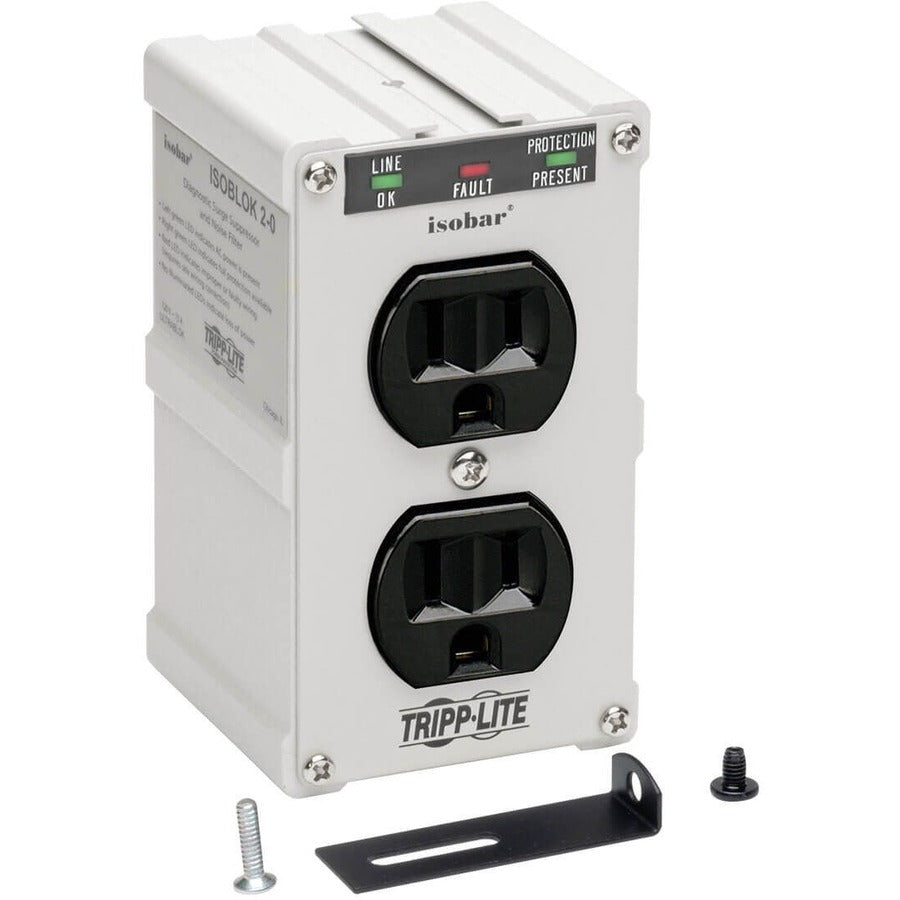 Tripp Lite by Eaton Isobar 2-Outlet Surge Protector, Direct Plug-In, 1410 Joules, Diagnostic LEDs, Metal Housing IBLOK2-0